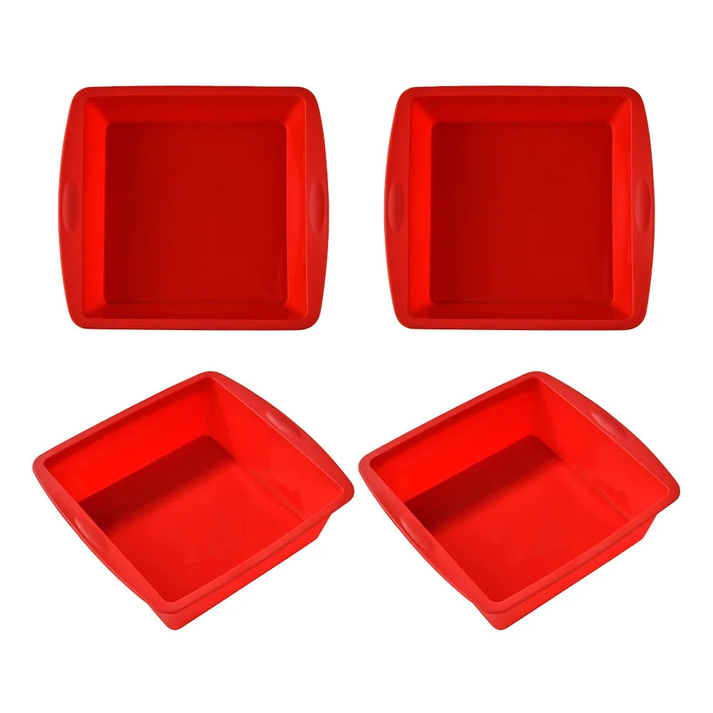 1/4Pcs Silicone Non-Stick Cake Plates – Square Brownie Pan with Handles, Oven & Air Fryer Safe