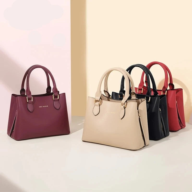 Luxury Red Leather Square Handbag for Women