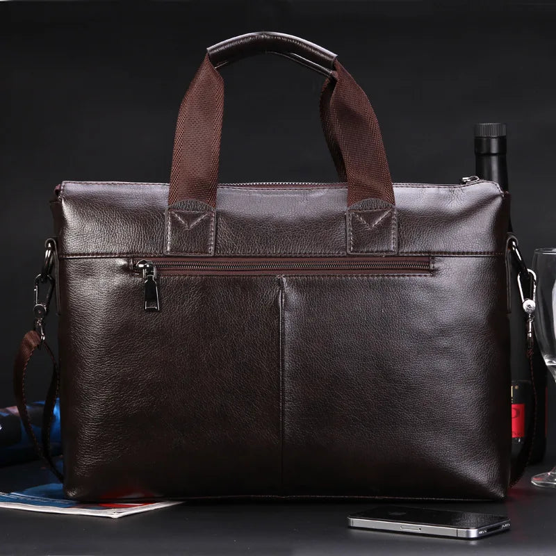 Men's Luxury Leather Briefcase - Business Travel & Document Organizer