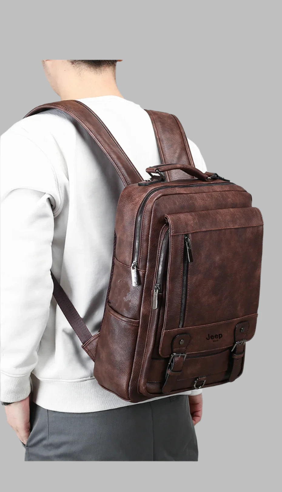 Men's Leather Backpack – 15.6" Laptop Bag & Travel Daypack