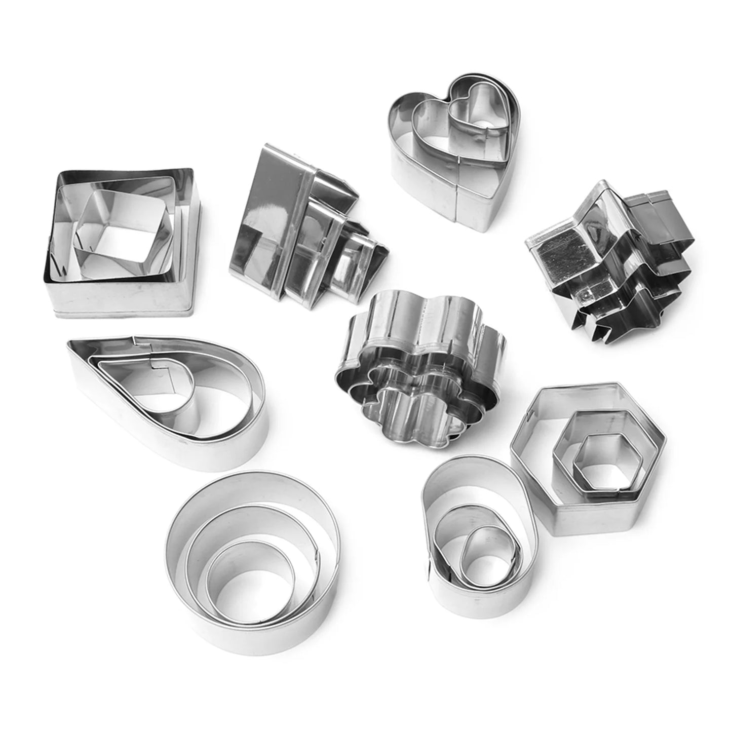 1/30Pcs Stainless Steel Cake Molds – Heart, Star, Flower Shape Pastry & Cookie Cutters