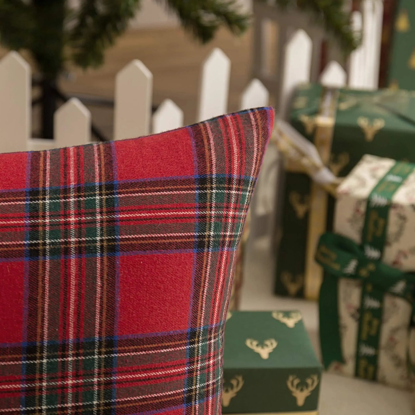 Christmas Tartan Plaid Pillow Covers – Red Cushion Covers for Sofa, Bed, Party, or Home Décor