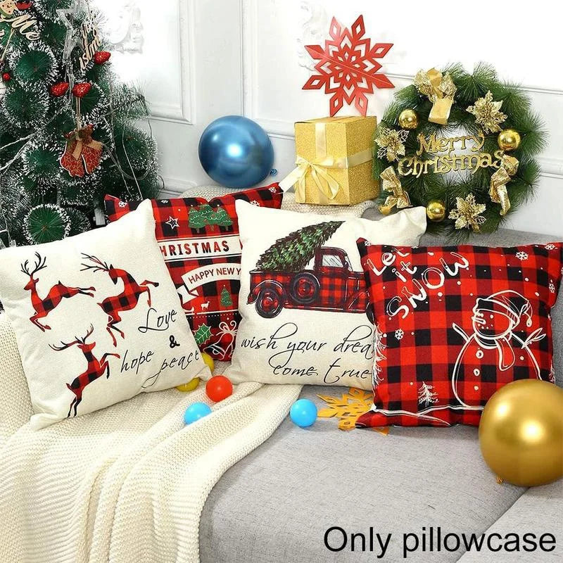 Christmas Pillowcase Cushion Cover – 45x45cm Polyester Home Decor for Living Room