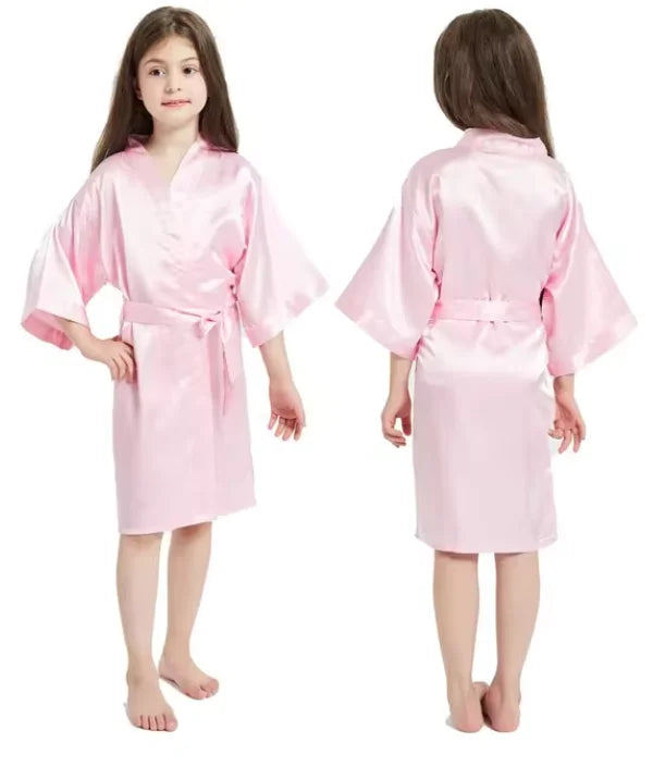 Pink Satin Silk Bathrobe for Girls - Kids Nightwear & Sleepwear