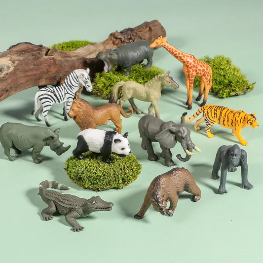 12-Piece Mini Jungle Animal Figure Set for Kids