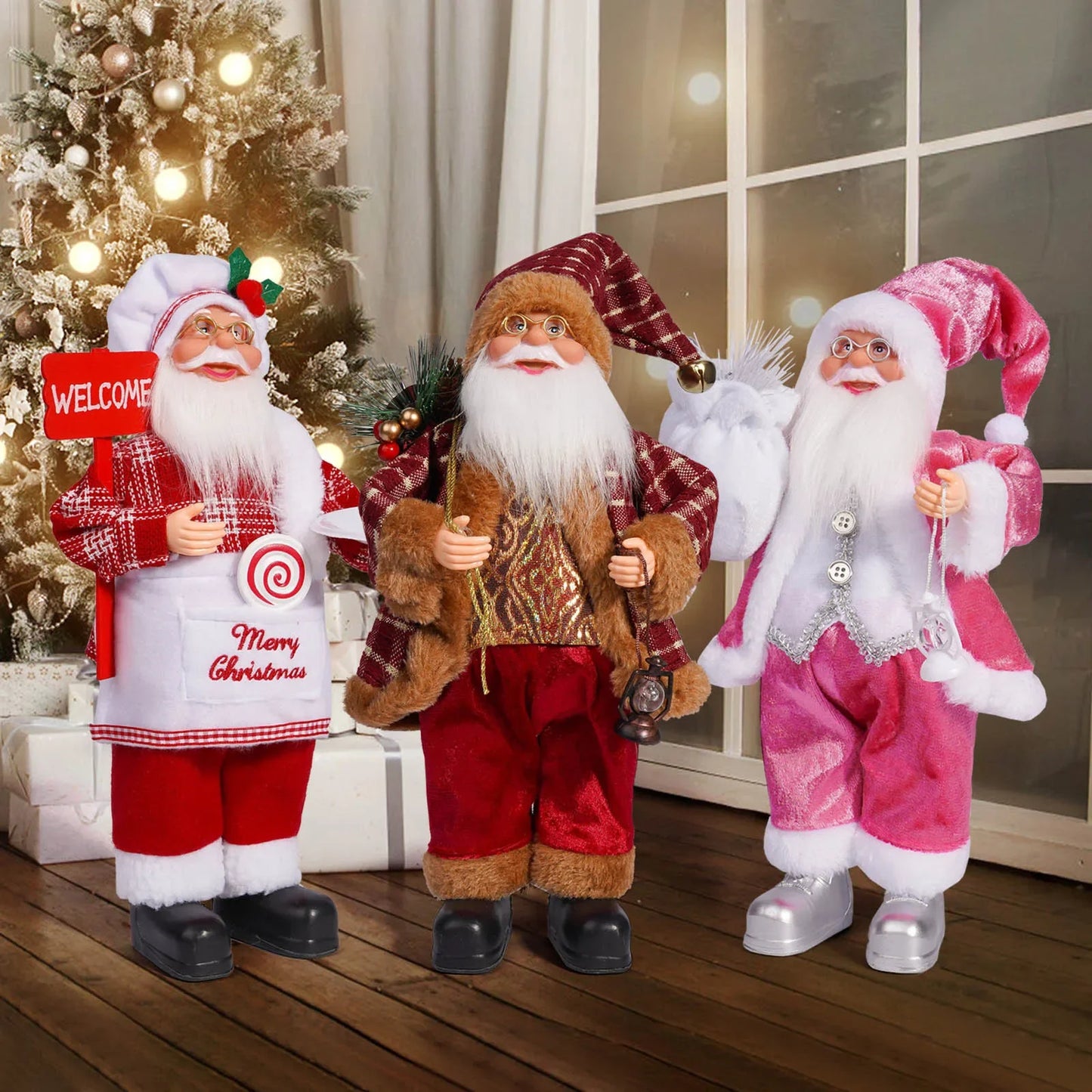 Christmas Home Decor – Santa Claus Doll with Gift Bags & Party Ornaments