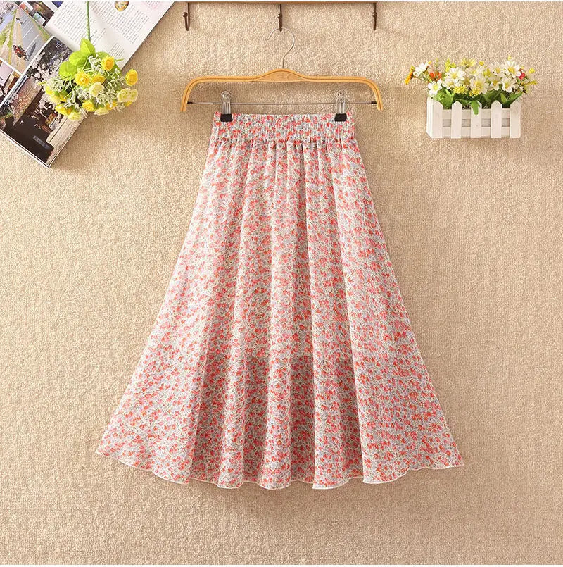 Floral Chiffon Long Skirt for Girls