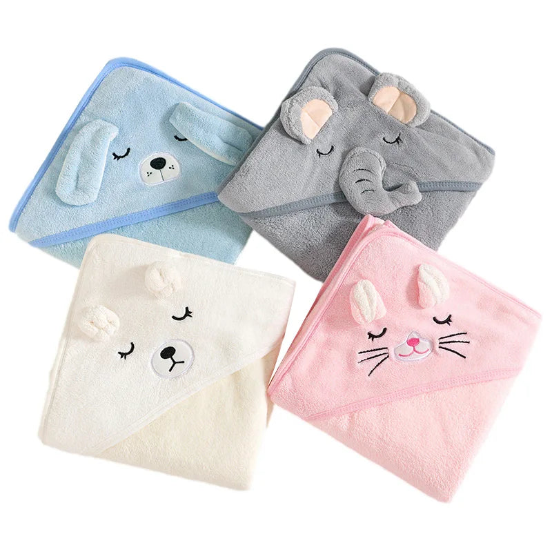 Cartoon Animal Baby Hooded Towel - Soft Bathrobe & Swaddle