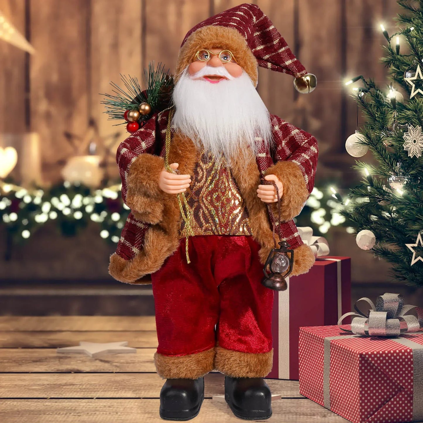 Christmas Home Decor – Santa Claus Doll with Gift Bags & Party Ornaments