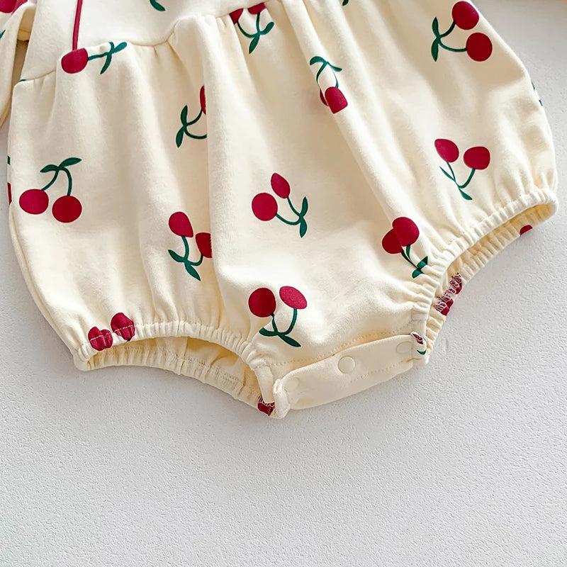 Newborn Baby Romper with Butterflies, Cherry etc – Long Sleeve Cotton Jumpsuit