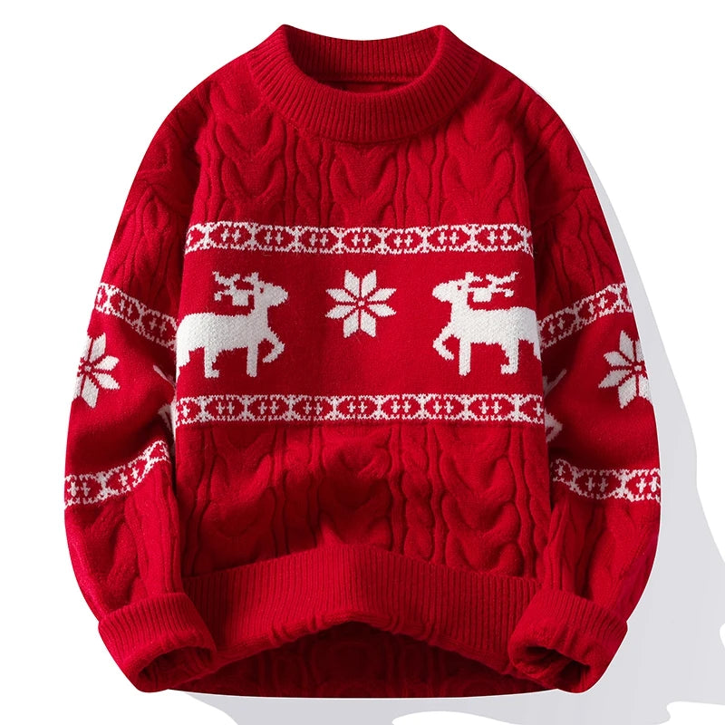 Men's Luxury Cashmere Christmas Sweater – Thick, Warm Deer Print