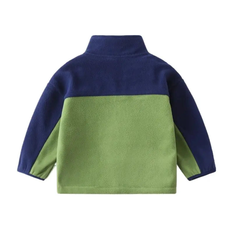 Autumn Winter Baby Boy Fleece Jacket – Letter Sticker & Zipper Coat