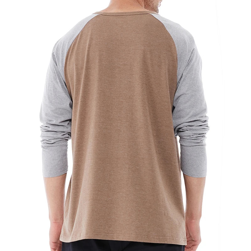 Spring Long Sleeves Sports T Shirt Men Henry Collar