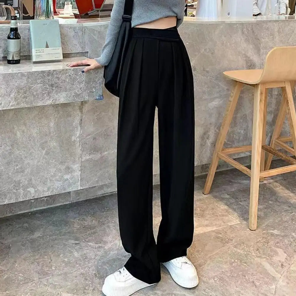 Vintage Wide-Leg Suit Pants - Women's Classic High-Waist Palazzo Trousers, Elegant Office Wear