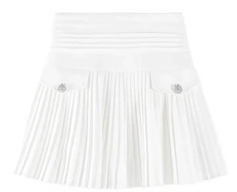 Summer White Pleated Mini Skirt - High Waist A-Line Korean Fashion