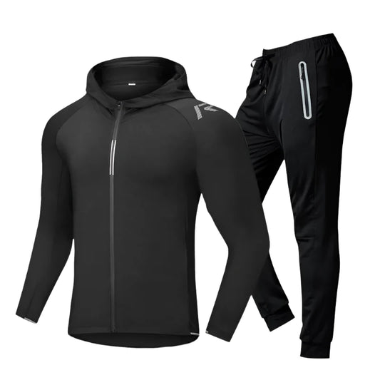 Quick Dry Men's Running Jacket Training Sportswear Set Gym Fitness Compression Sport Suit Jogging Tight Sportswear Clothes Male