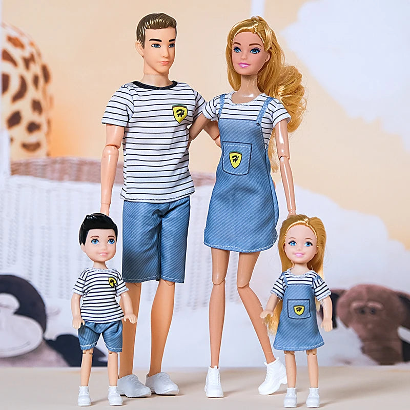 Family Doll Set – Mom, Dad, Ken & Kids 4-Piece Playhouse Toy