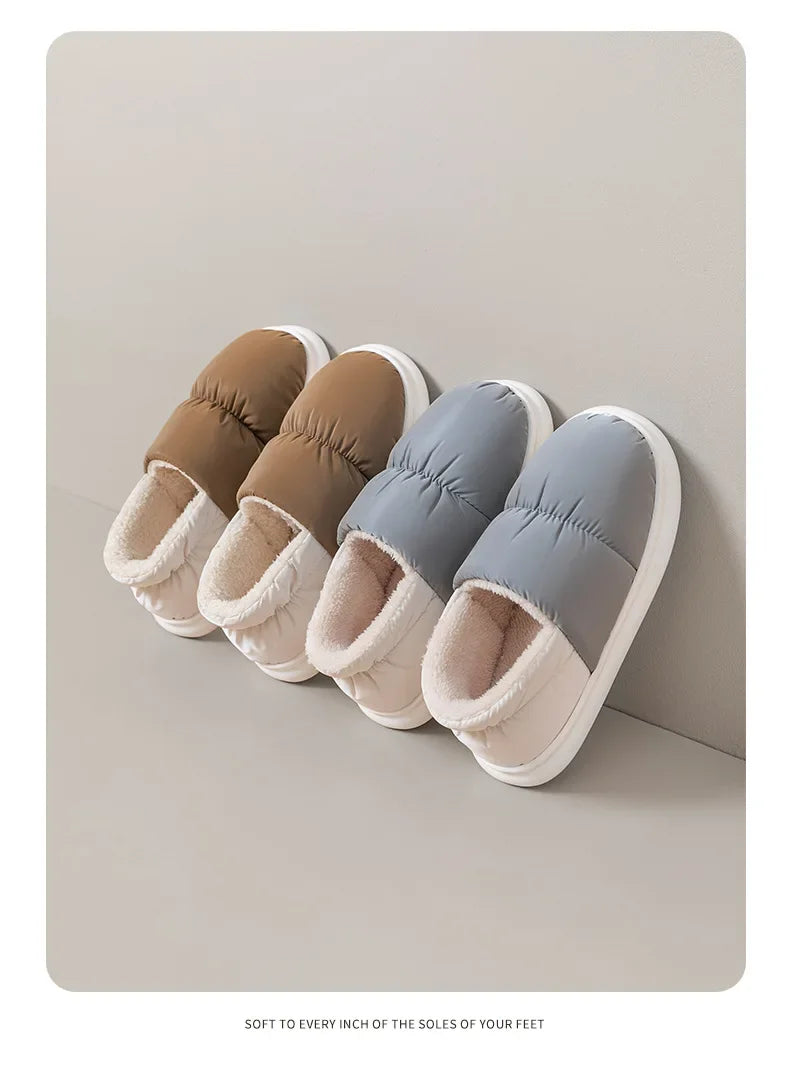 Comwarm Winter Slippers - Women's Soft Fluffy Waterproof Cotton Shoes, Thick Sole, Cozy Non-Slip Flats