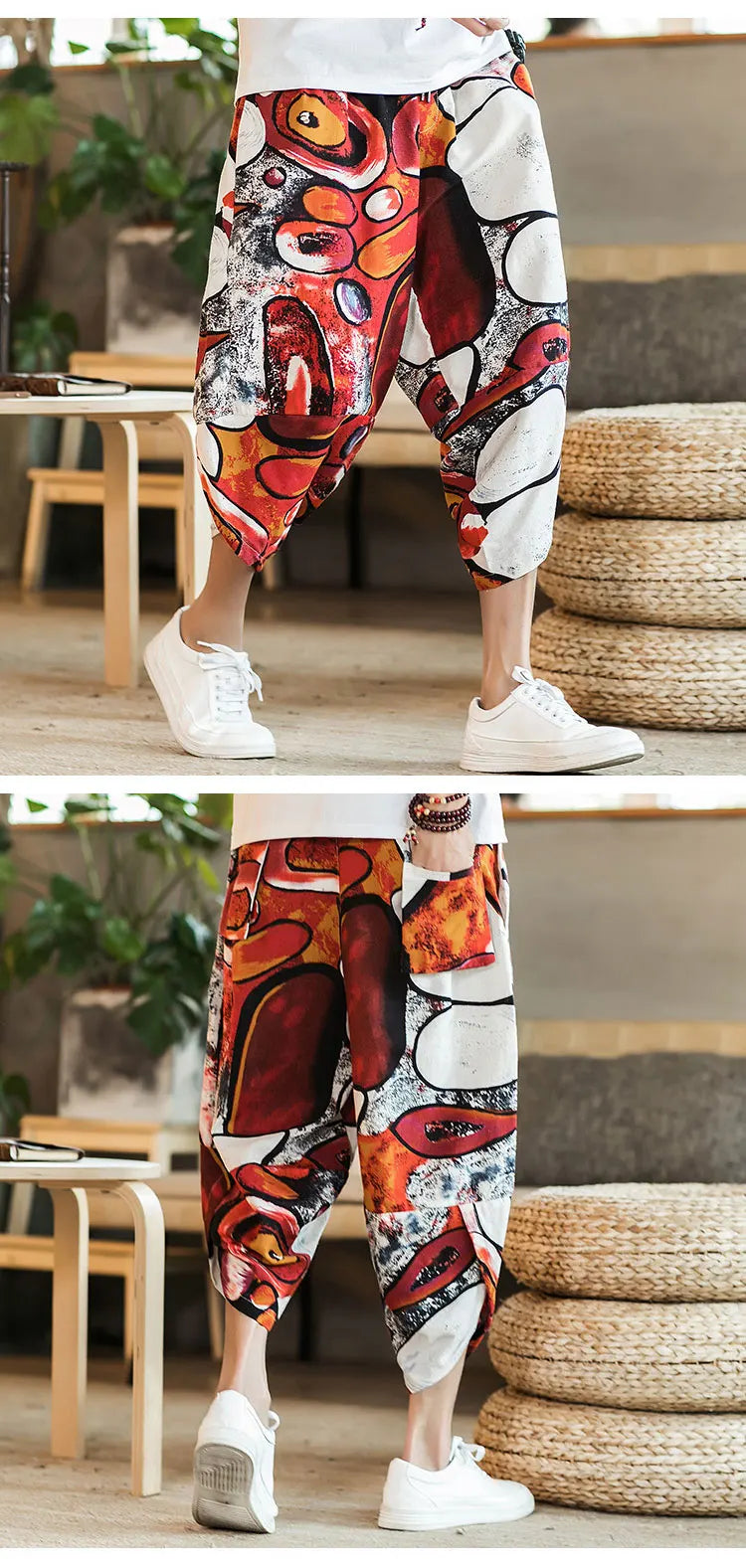 Harajuku Summer Loose Fit Wide-Leg Pants - Men’s Cotton Linen Baggy Trousers