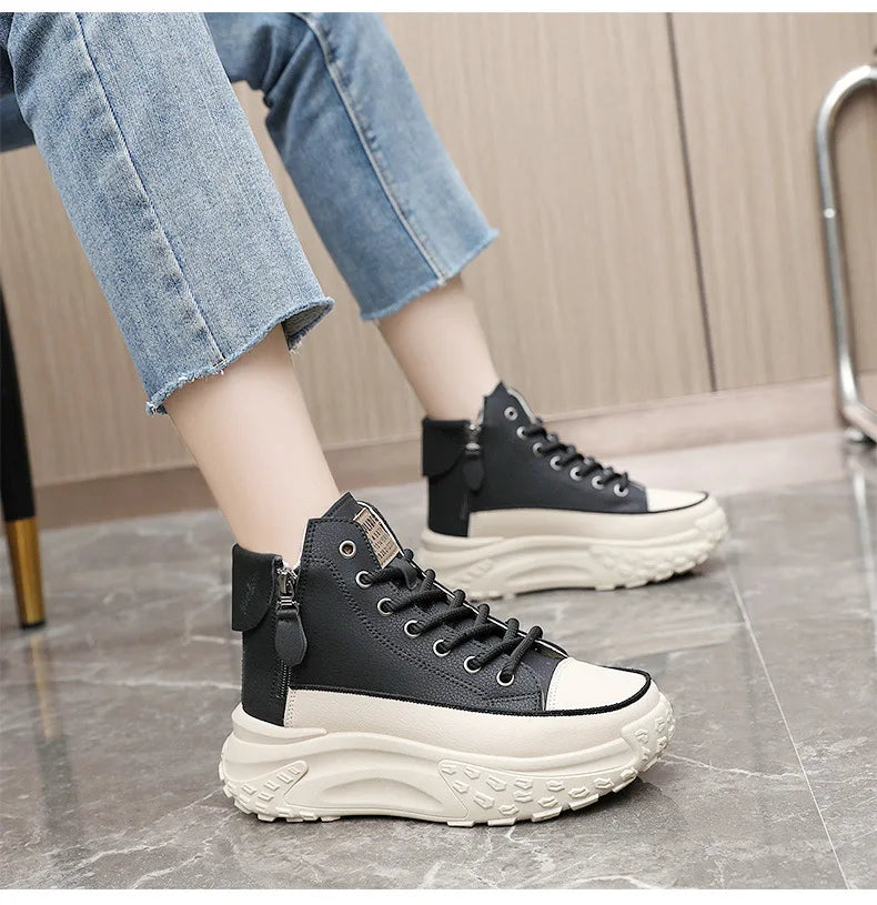 New Luxury High-Top Sneakers - Women's Platform Casual Boots, Outdoor Running Shoes