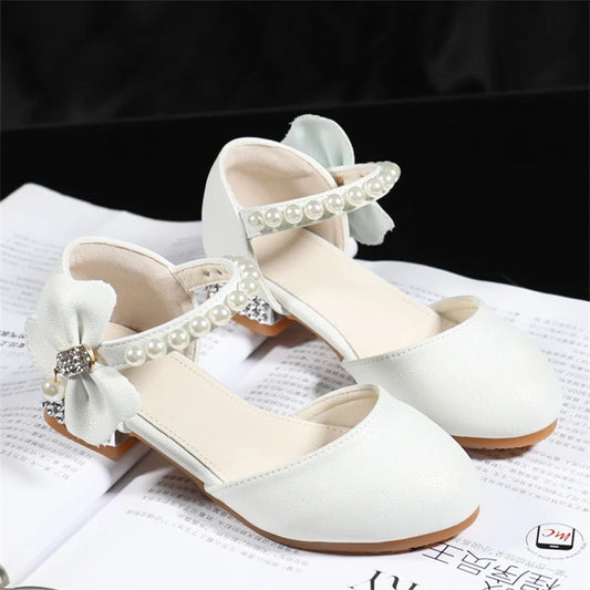 Girls' White Princess High Heel Mary Jane Sandals