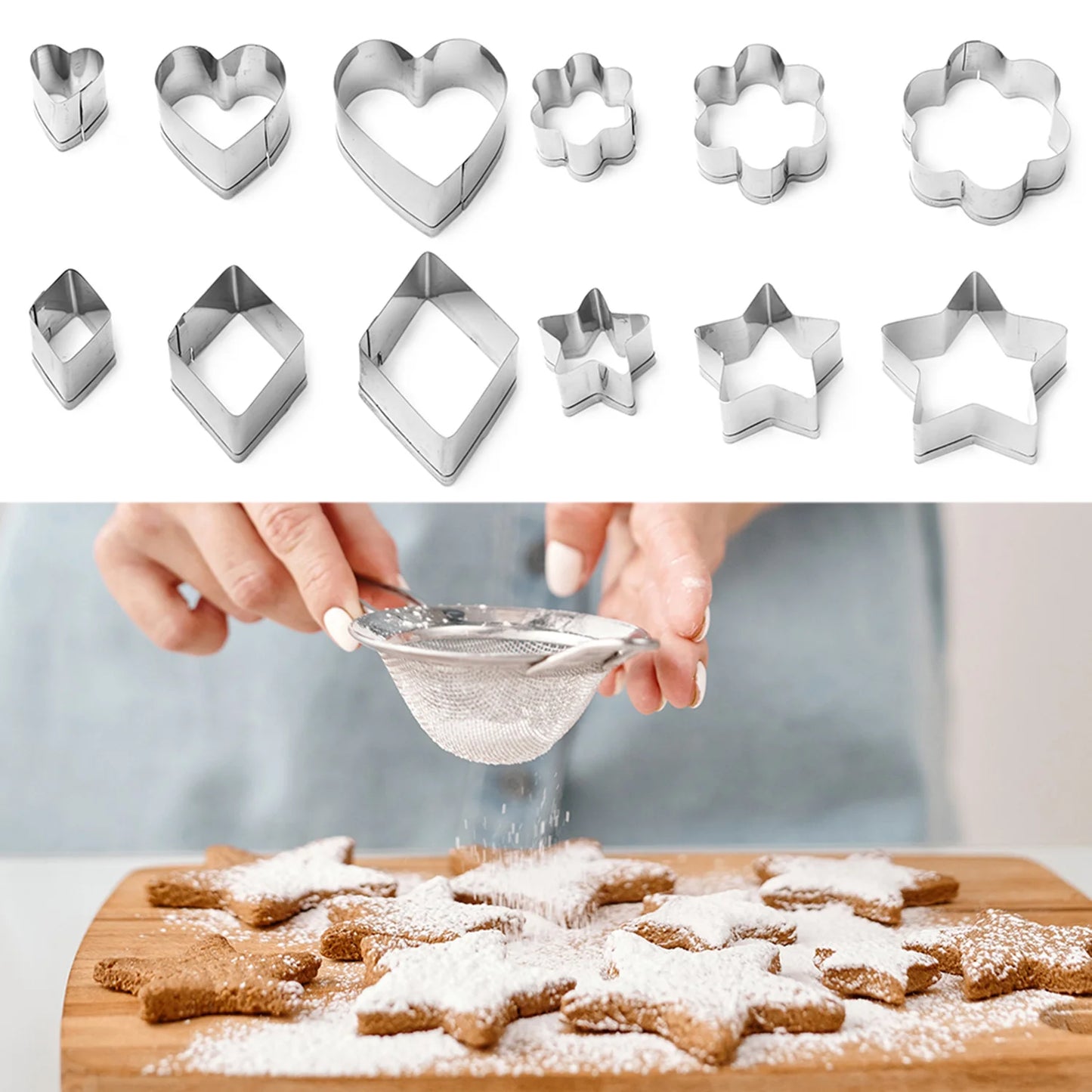 1/30Pcs Stainless Steel Cake Molds – Heart, Star, Flower Shape Pastry & Cookie Cutters