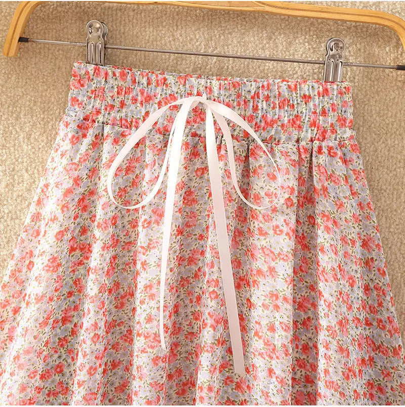 Floral Chiffon Long Skirt for Girls