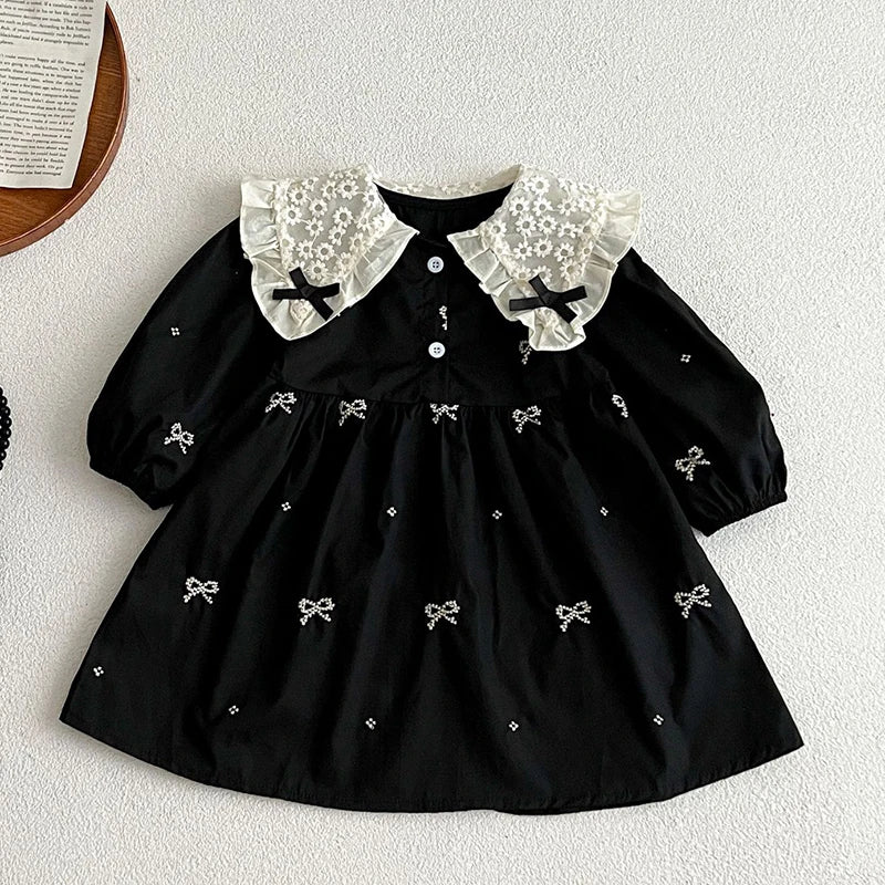 Spring Baby Girl Princess Dress - Long Sleeved Cotton Embroidery