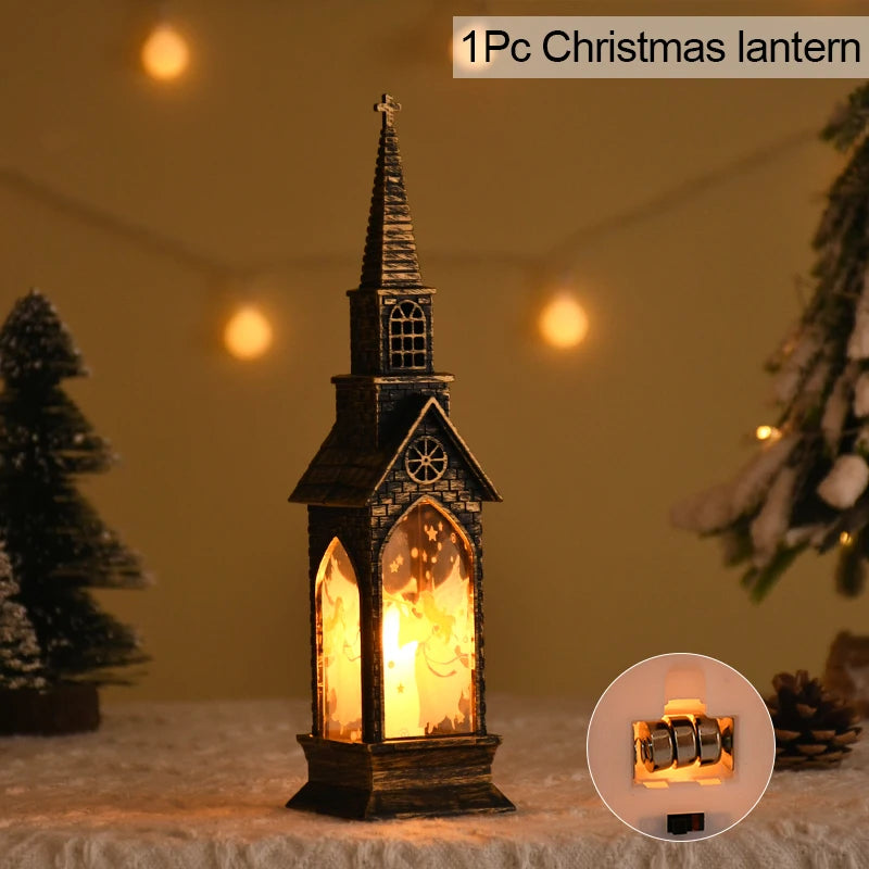 Christmas LED Night Light – Santa Claus & Snowman Lantern Lamp Ornament