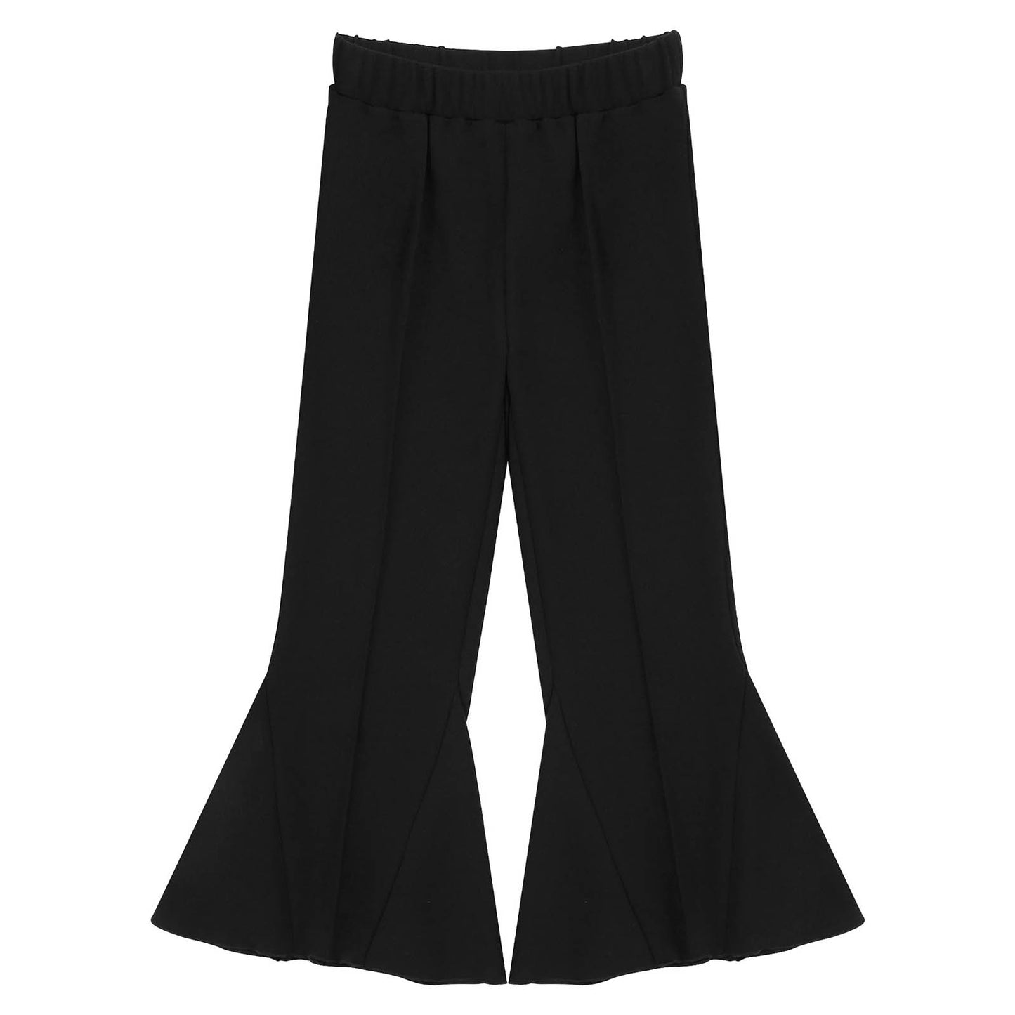 Kids' Girls' Black Ruffle Flare Pants - Fashionable Casual Bell-Bottoms (6-16Y)