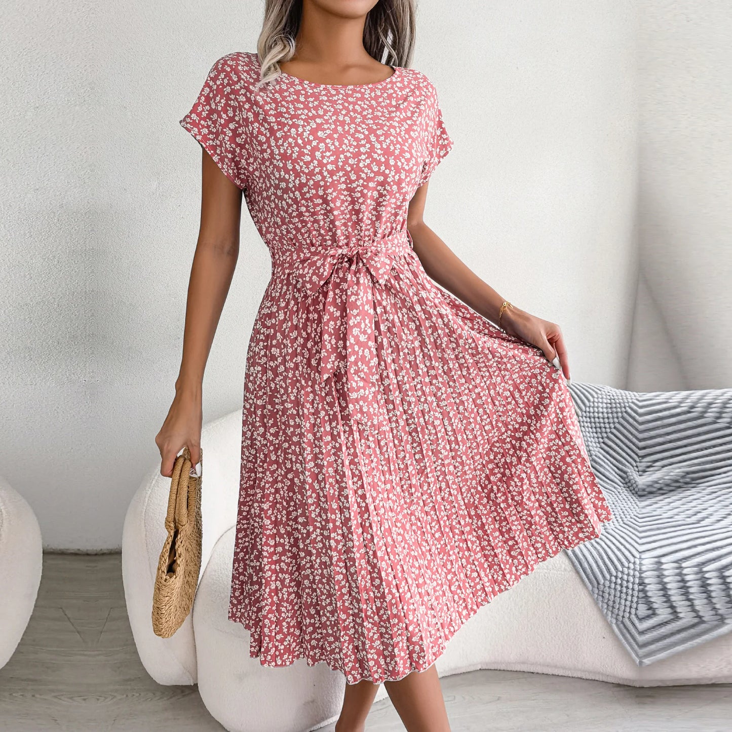 Women Spring Summer - Fashion Floral Pleated Dress