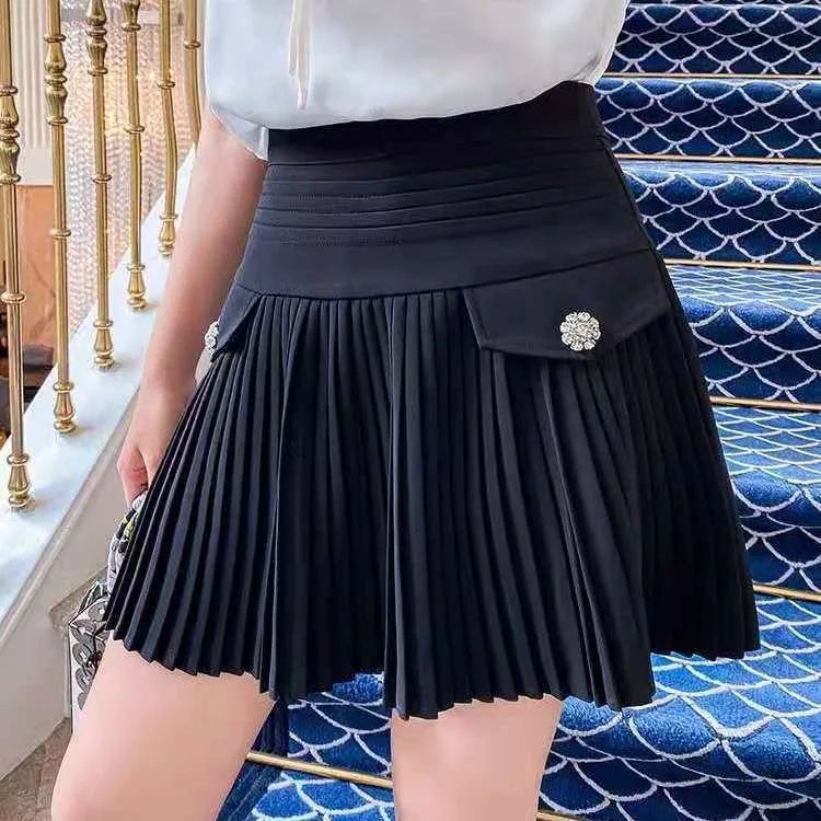 Summer White Pleated Mini Skirt - High Waist A-Line Korean Fashion