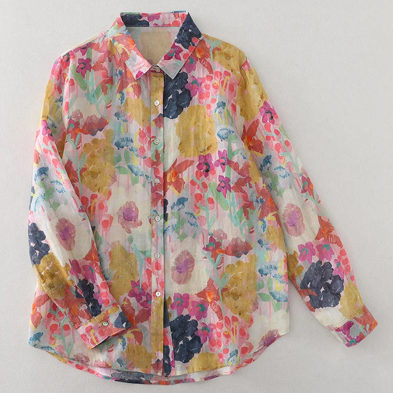 Casual Long Sleeve Button Up Streetwear Blouse