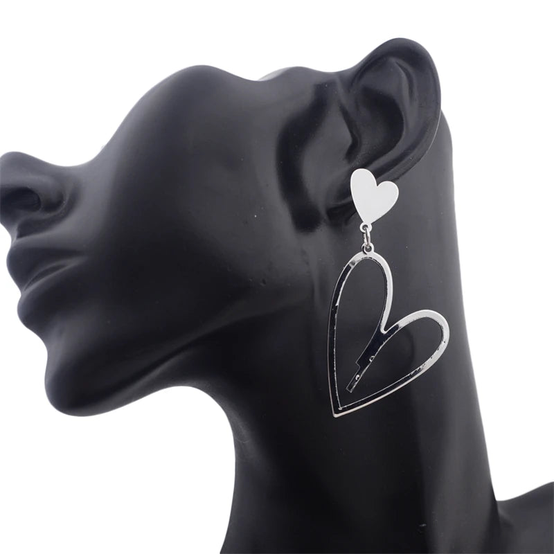 Trendy Double-Layer Heart Pendant Dangle Earrings - Bohemian Love Jewelry