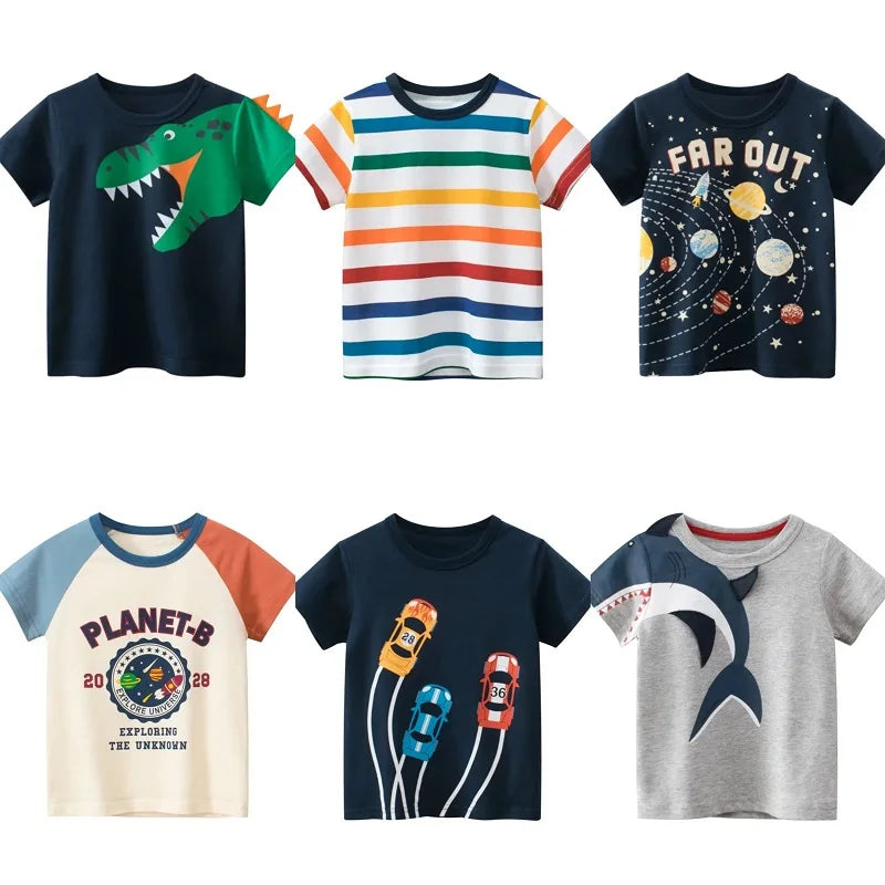 Boys' Cartoon Short Sleeve Cotton T-Shirt - Summer Kids' Tee