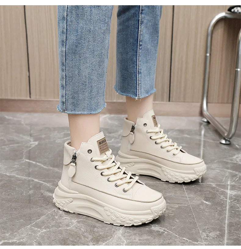 New Luxury High-Top Sneakers - Women's Platform Casual Boots, Outdoor Running Shoes