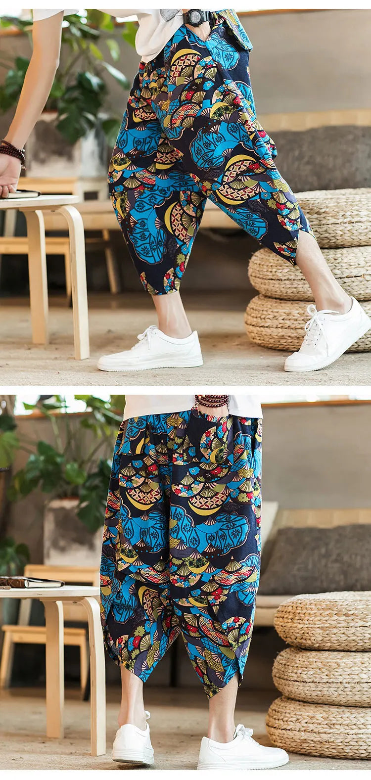 Harajuku Summer Loose Fit Wide-Leg Pants - Men’s Cotton Linen Baggy Trousers