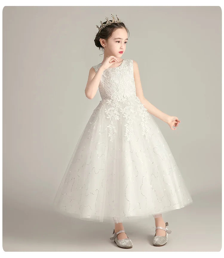 Girls' Elegant Evening Dress - Blue Princess Wedding Party Dress