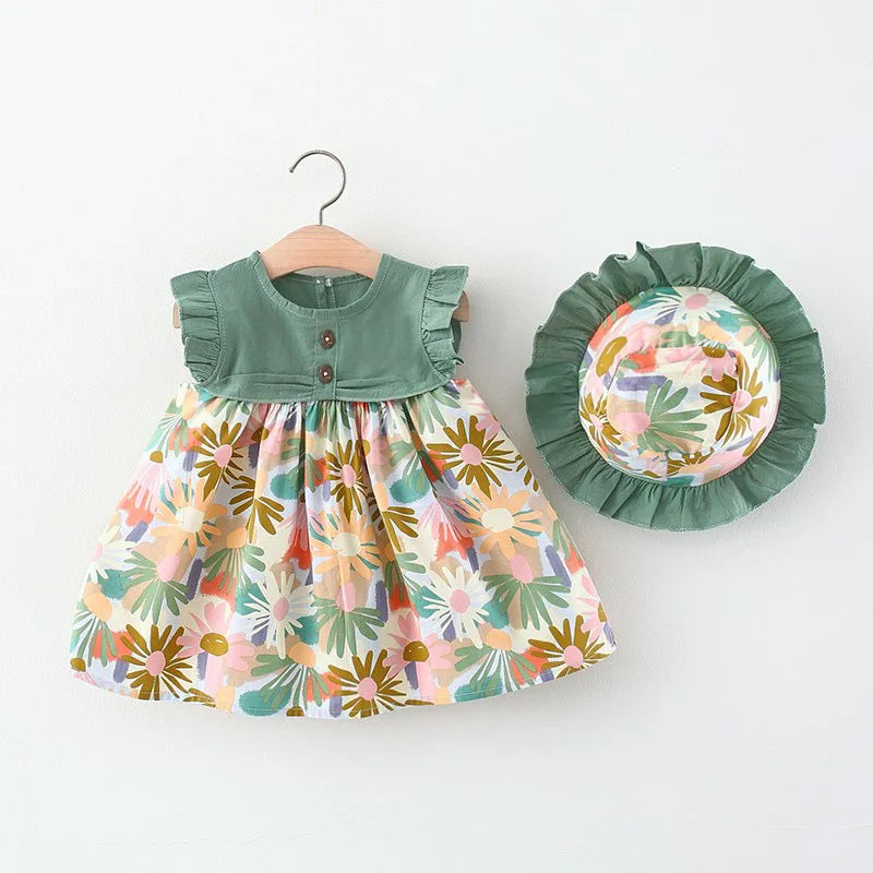 2-Piece Summer Toddler Dress Set - Korean Fashion with Hat