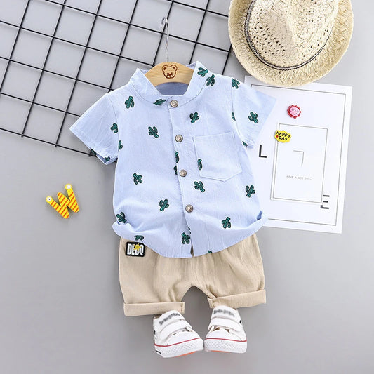 Infant & Toddler Cactus Print Summer Two-Piece Shorts Set