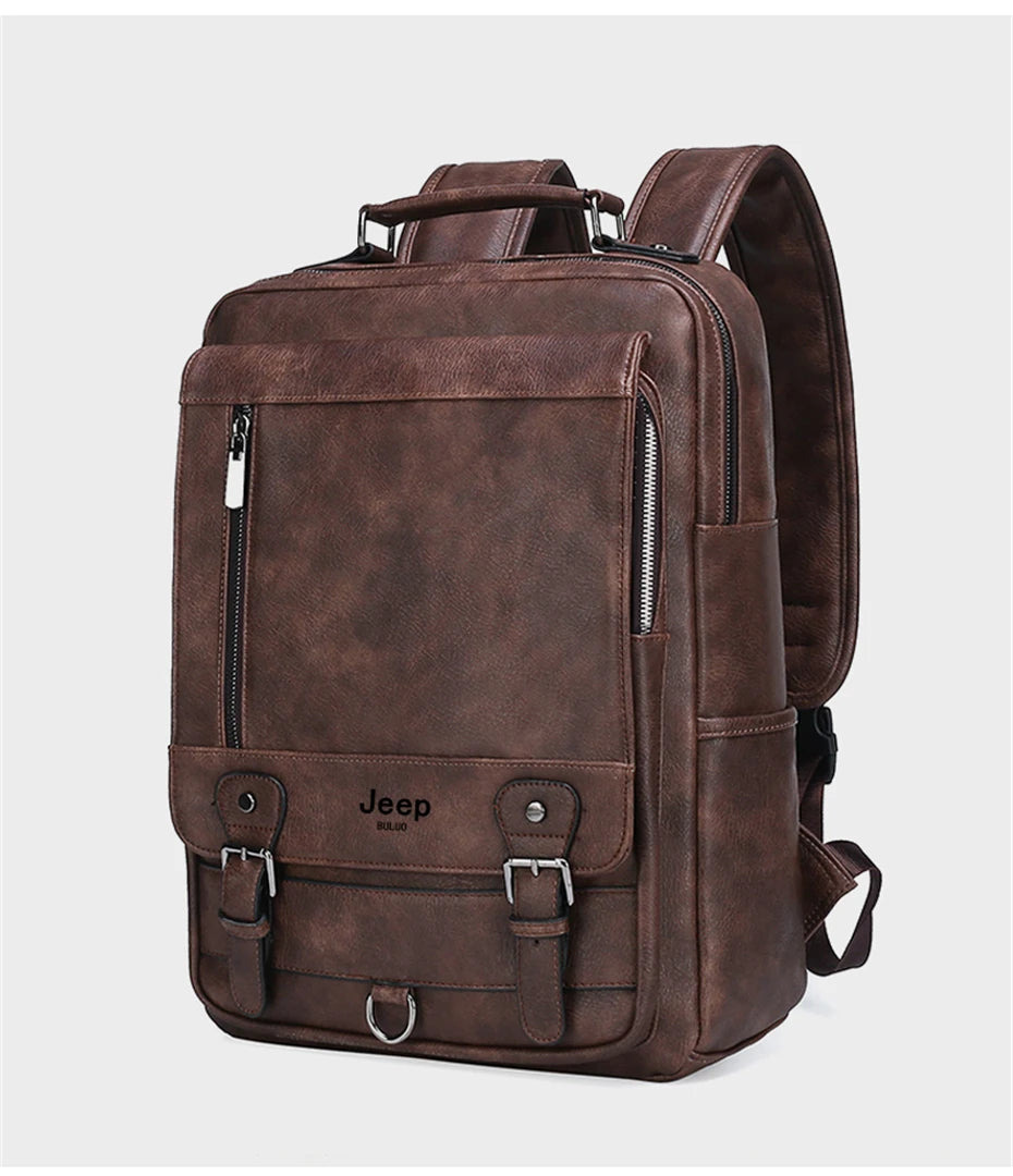 Men's Leather Backpack – 15.6" Laptop Bag & Travel Daypack