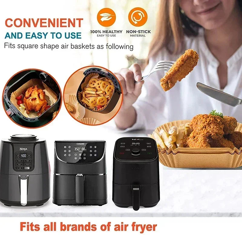 100Pcs Non-Stick Air Fryer Paper Liners – Disposable Baking Sheets for Air Fryer