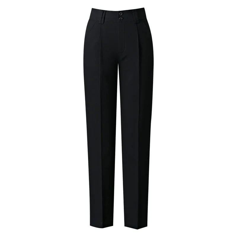 Autumn Women's High-Waisted Slimming Office Trousers, Straight Nine-Point Pants.