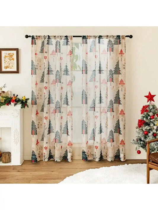 1pc Curtains for Christmas Decorations For Living room Bedroom Window screen