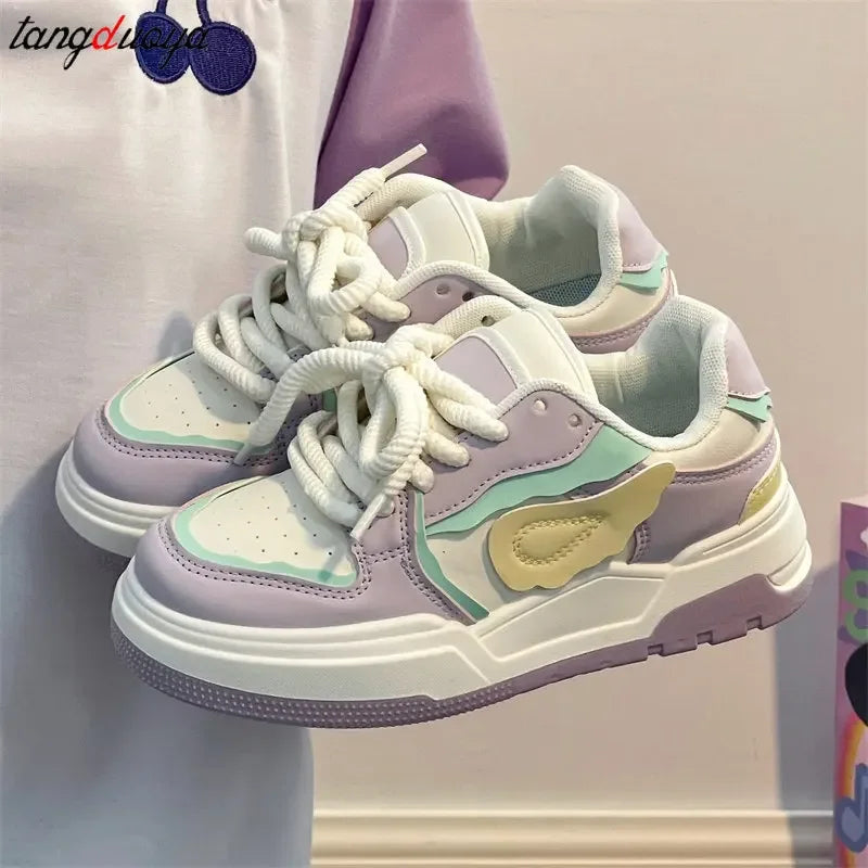 Kawaii Platform Sneakers - Women's Casual Korean Style