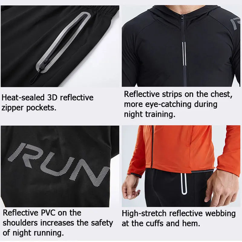 Quick Dry Men's Running Jacket Training Sportswear Set Gym Fitness Compression Sport Suit Jogging Tight Sportswear Clothes Male