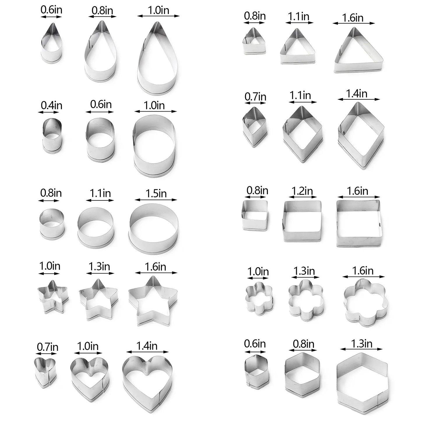 1/30Pcs Stainless Steel Cake Molds – Heart, Star, Flower Shape Pastry & Cookie Cutters