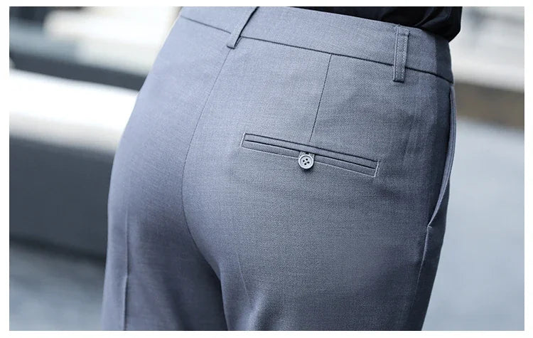 Black Gray High Waist Suit Pants for Women - Elegant Office Trousers