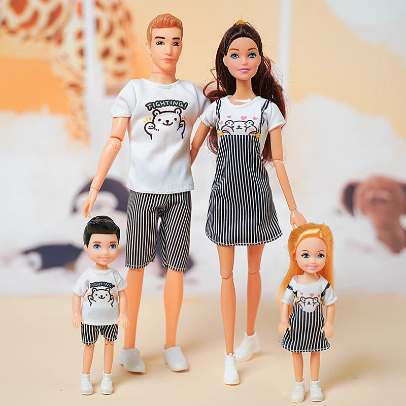 Family Doll Set – Mom, Dad, Ken & Kids 4-Piece Playhouse Toy