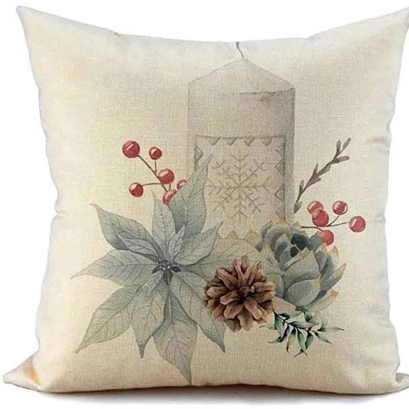 1PC Christmas Linen Pillowcase Cushion Cover – Customizable Home Sofa Decoration